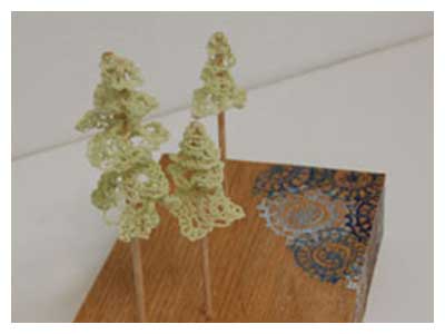 lisa solomon art - doily trees by a doily lake