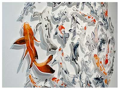  lisa solomon Koi, 2024, watercolor on Yupo paper, 53D inches