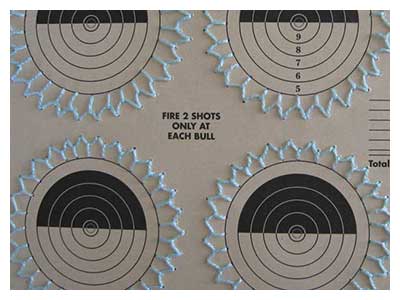 lisa solomon art - rifle target - cozied - blue fly stitch